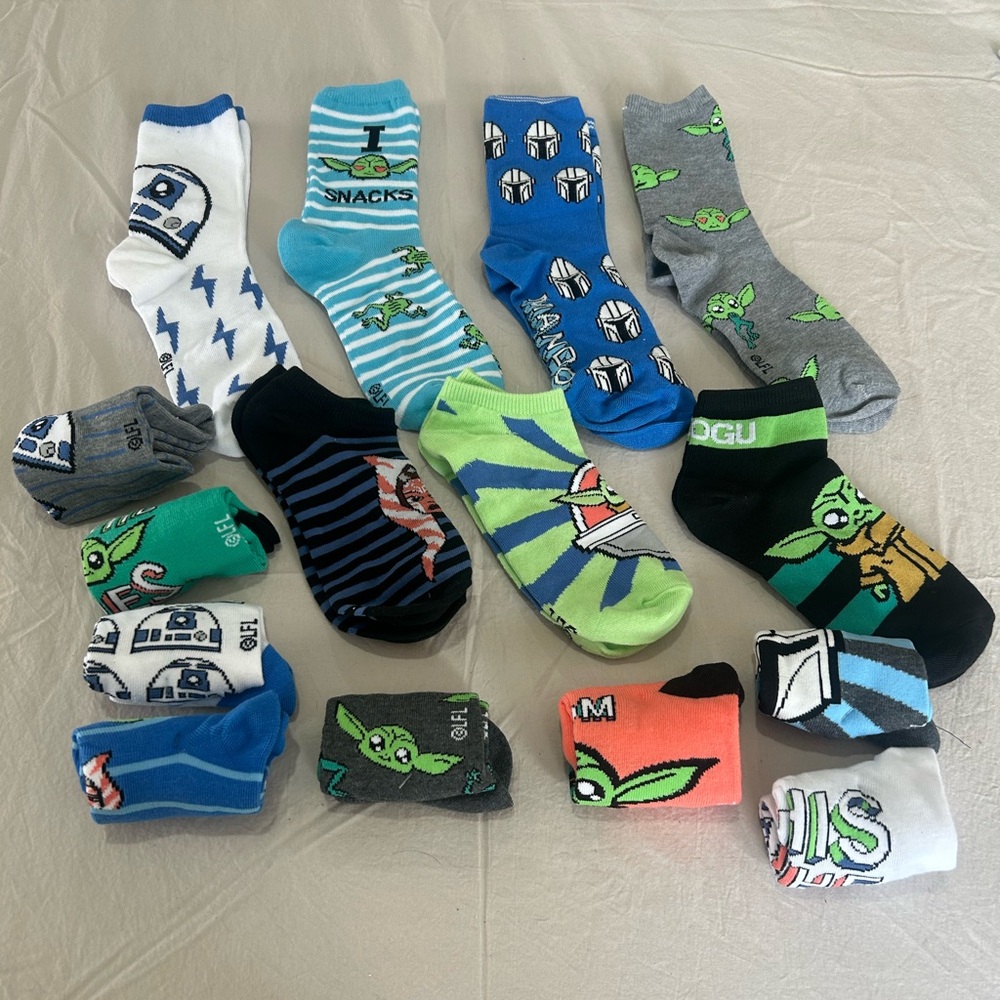 15 Pairs of Star Wars Socks The Mandalorian Novelty Socks Grogu Baby Yoda R2d2
